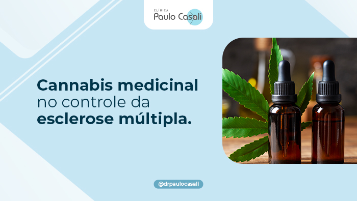 Frasco de óleo medicinal com conta-gotas ao lado de folhas de cannabis, simbolizando o uso terapêutico da planta em tratamentos de saúde.